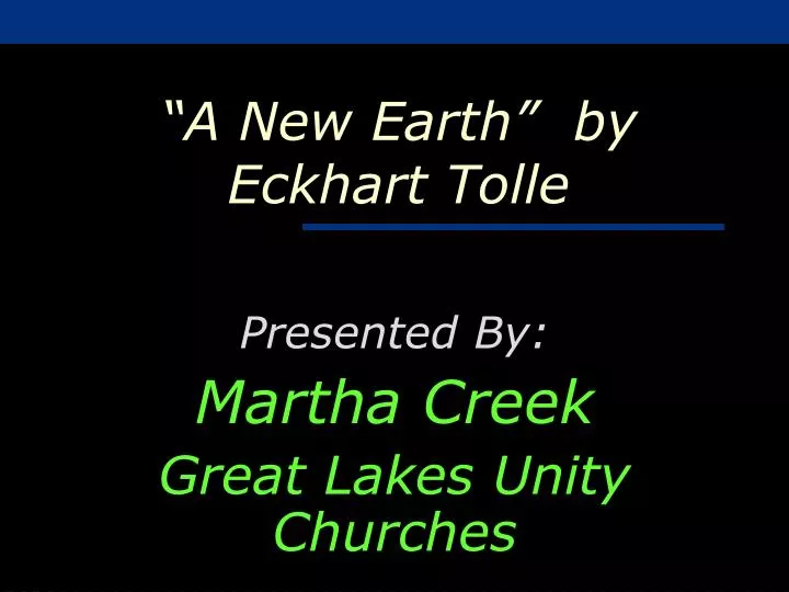 a new earth by eckhart tolle
