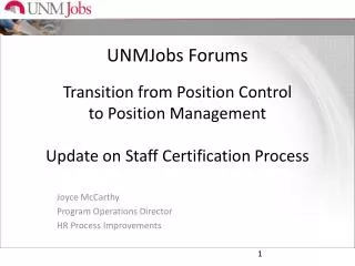 Joyce McCarthy Program Operations Director HR Process Improvements
