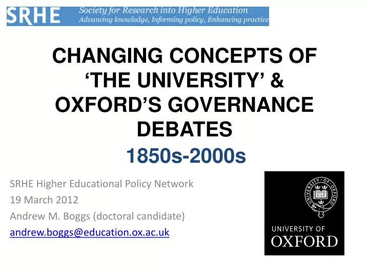 changing concepts of the university oxford s governance debates