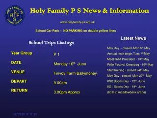 P 1 Monday 10 th June Finvoy Farm Ballymoney 9.00am 3.00pm Approx