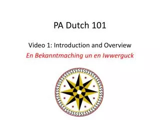 PA Dutch 101