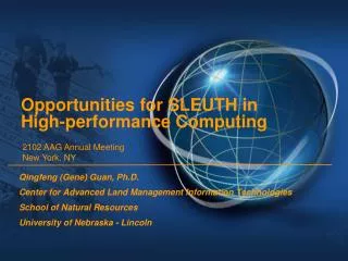 Opportunities for SLEUTH in High-performance Computing