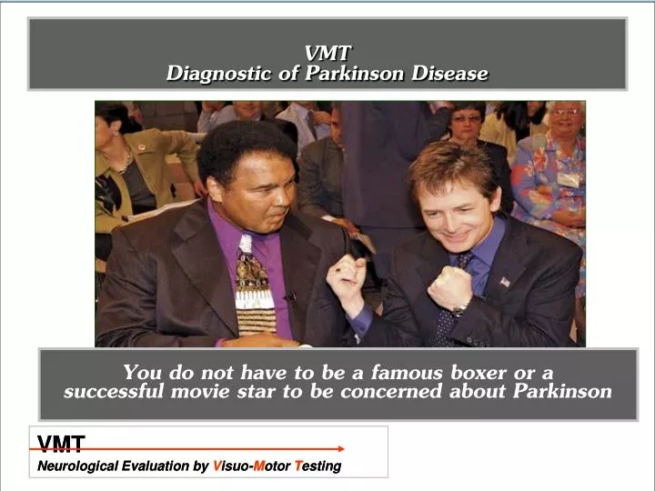 vmt diagnostic of parkinson disease