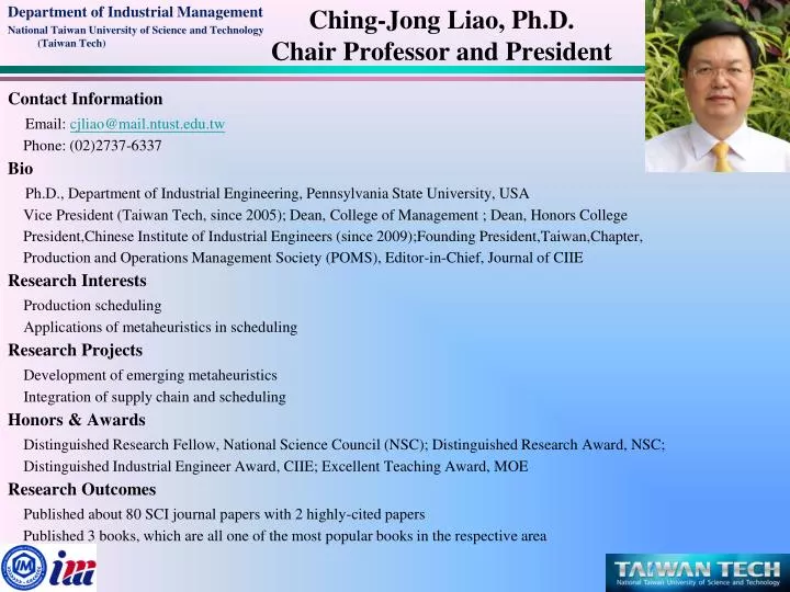 ching jong liao ph d chair professor and president