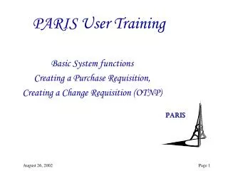 PARIS User Training