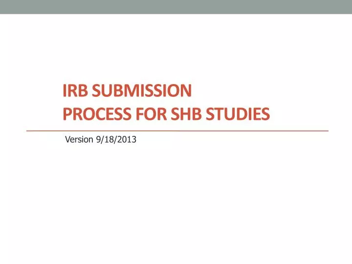 irb submission process for shb studies