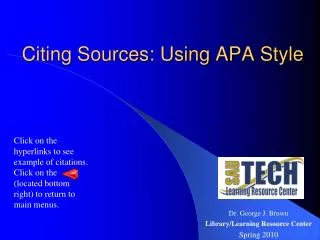 Citing Sources: Using APA Style