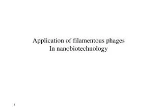 Application of filamentous phages In nanobiotechnology