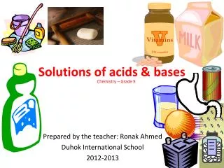 Solutions of acids &amp; bases