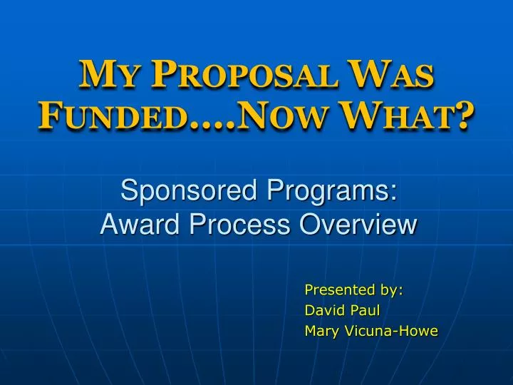 sponsored programs award process overview