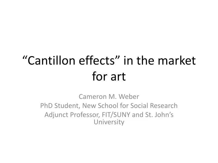 cantillon effects in the market for art