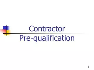 Contractor Pre-qualification