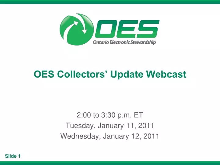 oes collectors update webcast