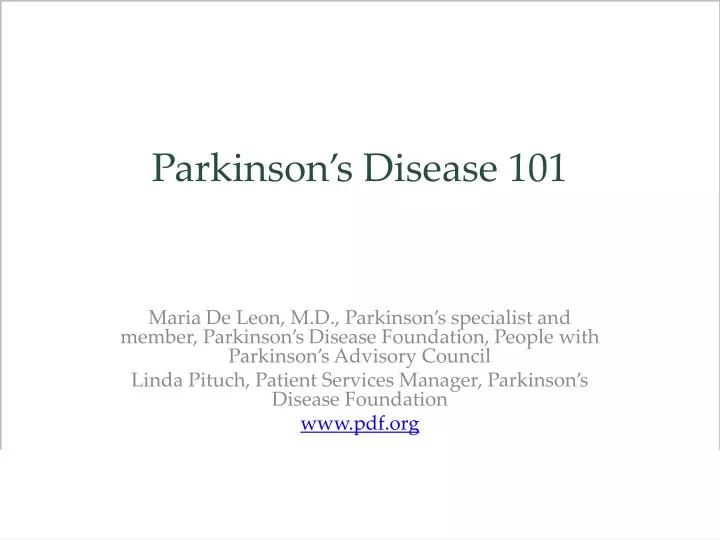 parkinson s disease 101