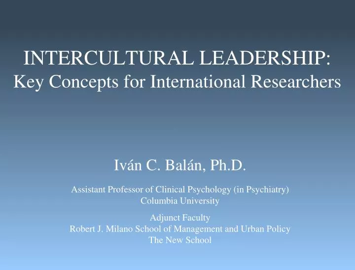 intercultural leadership key concepts for international researchers