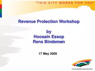 Revenue Protection Workshop by Hoosain Essop Rens Bindeman