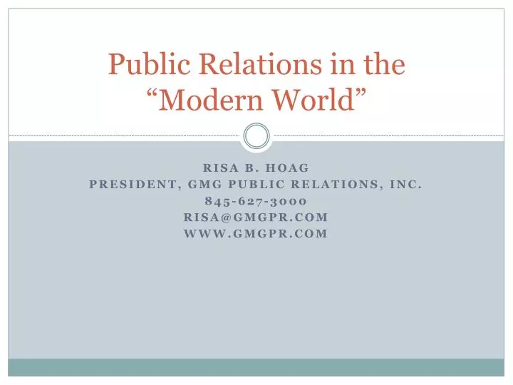 public relations in the modern world