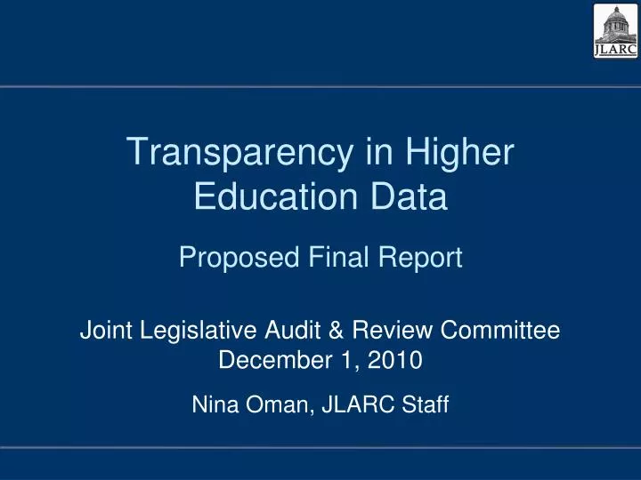 transparency in higher education data proposed final report