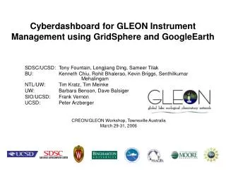 Cyberdashboard for GLEON Instrument Management using GridSphere and GoogleEarth
