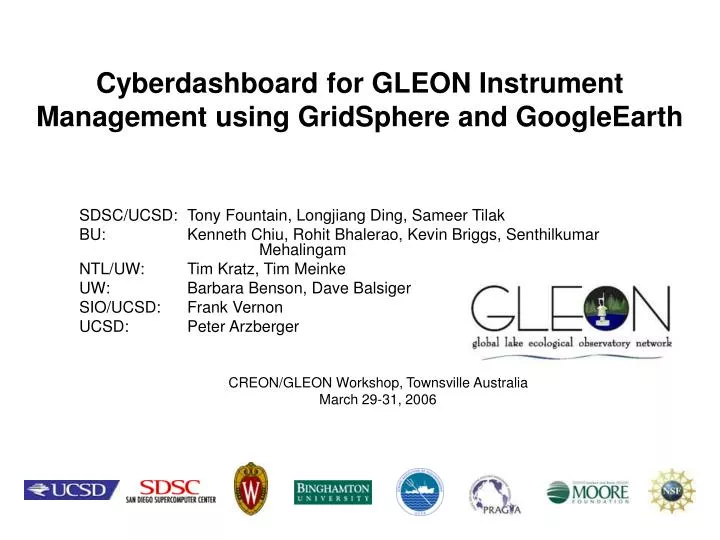 cyberdashboard for gleon instrument management using gridsphere and googleearth