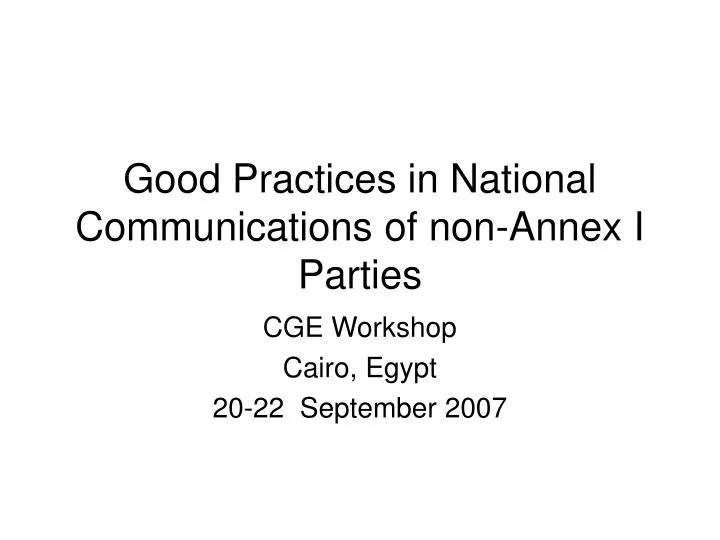 good practices in national communications of non annex i parties