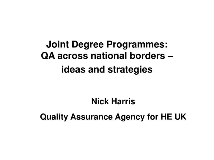 joint degree programmes qa across national borders ideas and strategies