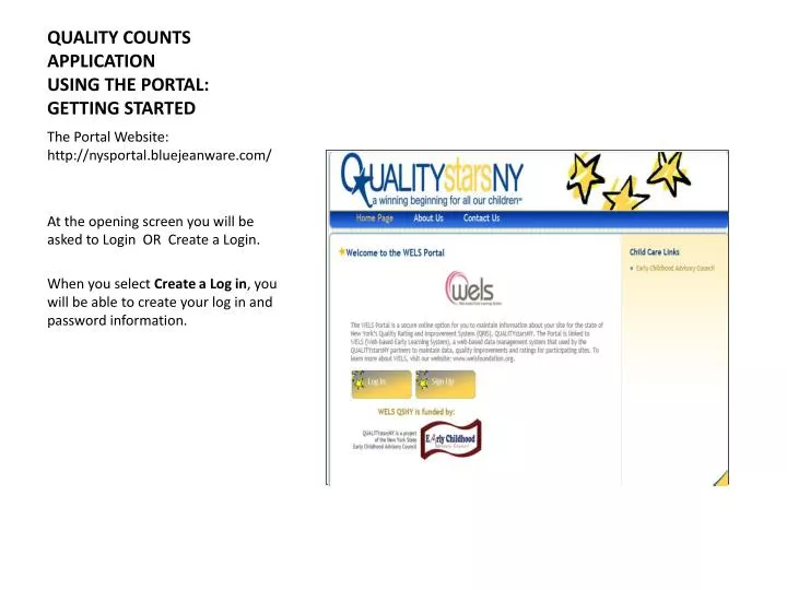 quality counts application using the portal getting started