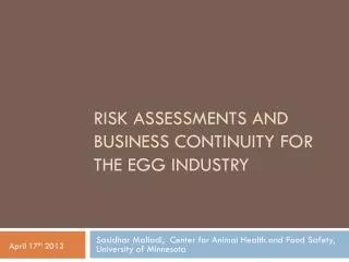 Risk assessments and business continuity for the Egg Industry