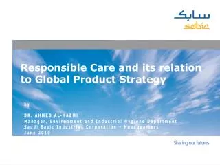 Responsible Care and its relation to Global Product Strategy