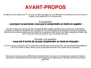 avant propos