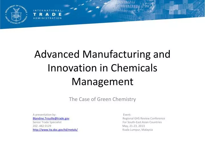 advanced manufacturing and innovation in chemicals management