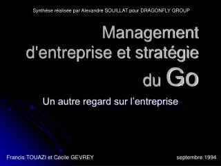 management d entreprise et strat gie du go