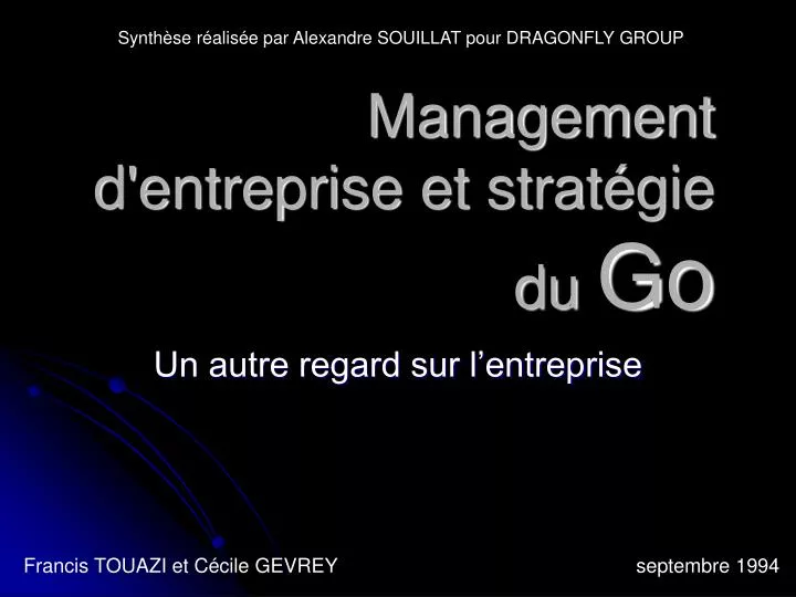 management d entreprise et strat gie du go