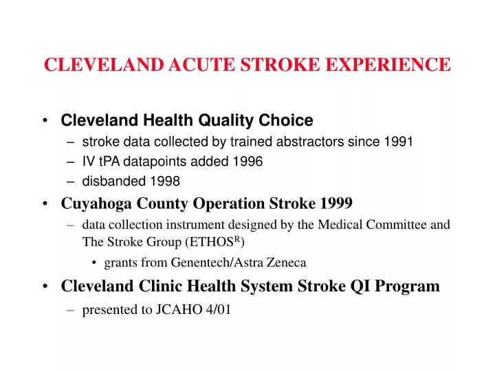 cleveland acute stroke experience