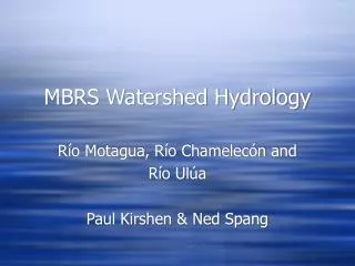 MBRS Watershed Hydrology