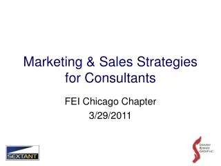 Marketing &amp; Sales Strategies for Consultants