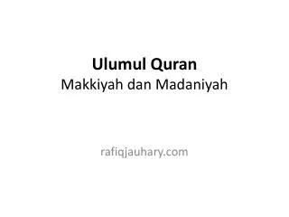 ulumul quran makkiyah dan madaniyah