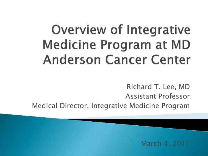 overview of integrative medicine program at md anderson cancer center