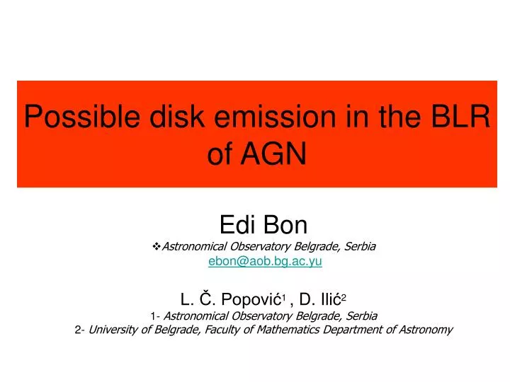 possible disk emission in the blr of agn
