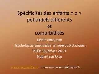 sp cificit s des enfants o potentiels diff rents et comorbidit s