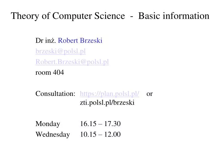 theory of computer science basic information