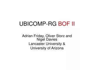 UBICOMP- RG BOF II