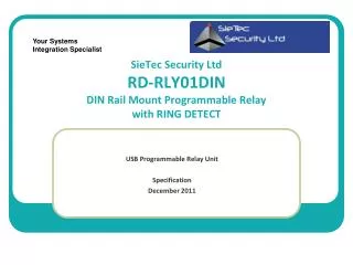 SieTec Security Ltd RD-RLY01DIN DIN Rail Mount Programmable Relay with RING DETECT