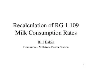Recalculation of RG 1.109 Milk Consumption Rates