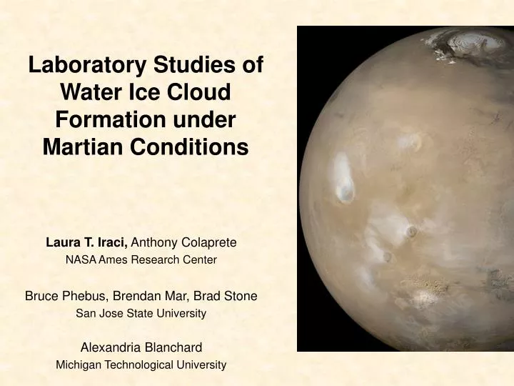laboratory studies of water ice cloud formation under martian conditions