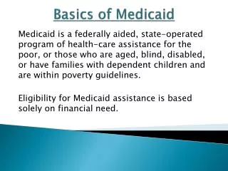 Basics of Medicaid
