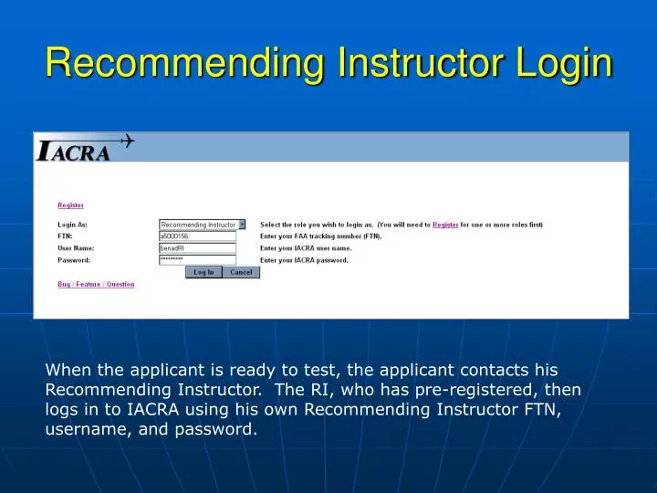 recommending instructor login