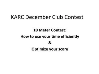 KARC December Club Contest