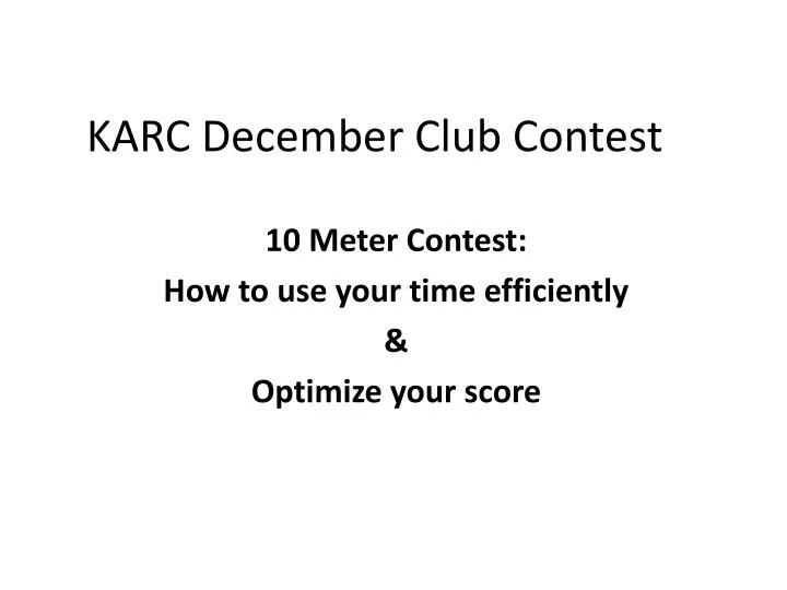 karc december club contest