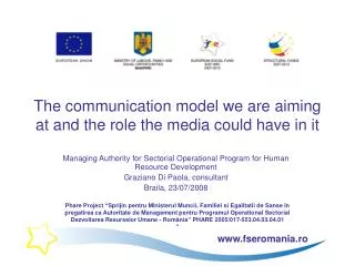 The communication model we are aiming at and the role the media could have in it